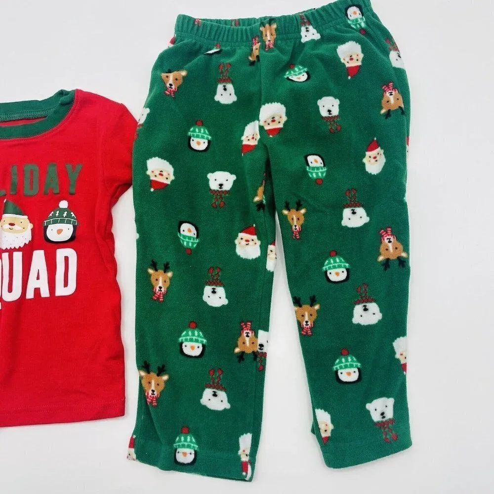Carters Toddler Boys Size 2T Christmas Holiday Squad‎ 2 Piece Pajama Set 2186